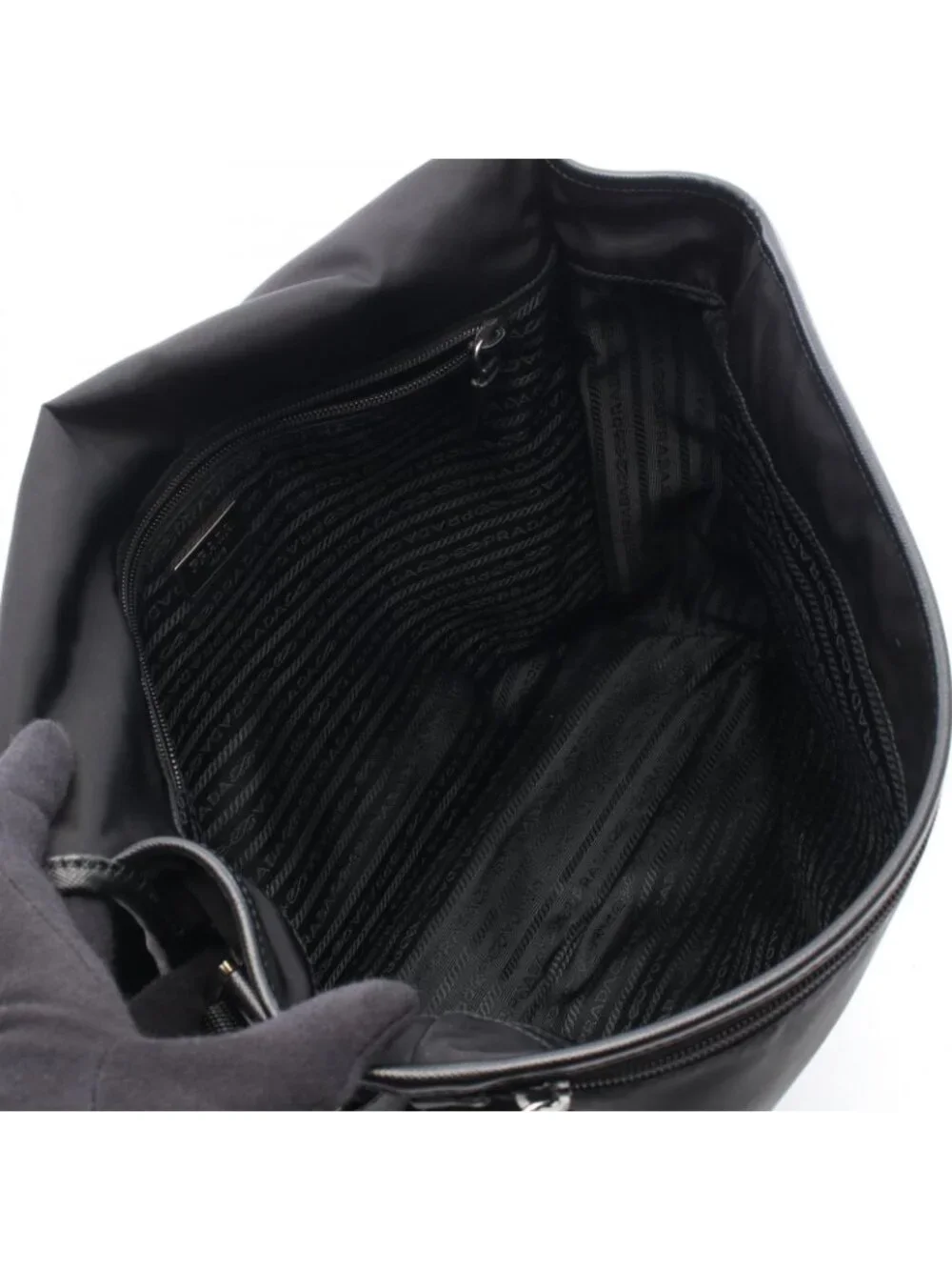 Prada Shoulder Bag Black Nylon Leather